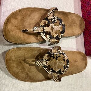 Tory Burch Beige and Black Sandals